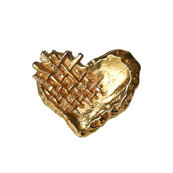 90s CHRISTIAN LACROIX Gold Plate Couture Jewels Heart Brooch Pin Made in France - Picture 1 of 8